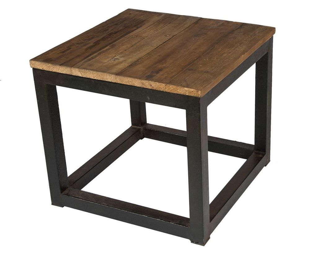 Other tables - Side table, wood and metal, rustic and industrial design - JP2B DECORATION