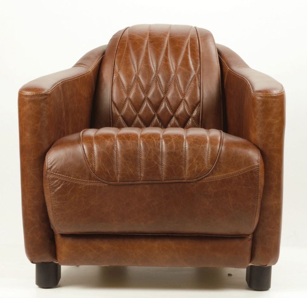Armchairs - The Prestigious Armchair in Vintage Leather - Comfort and Retro Style - JP2B DECORATION