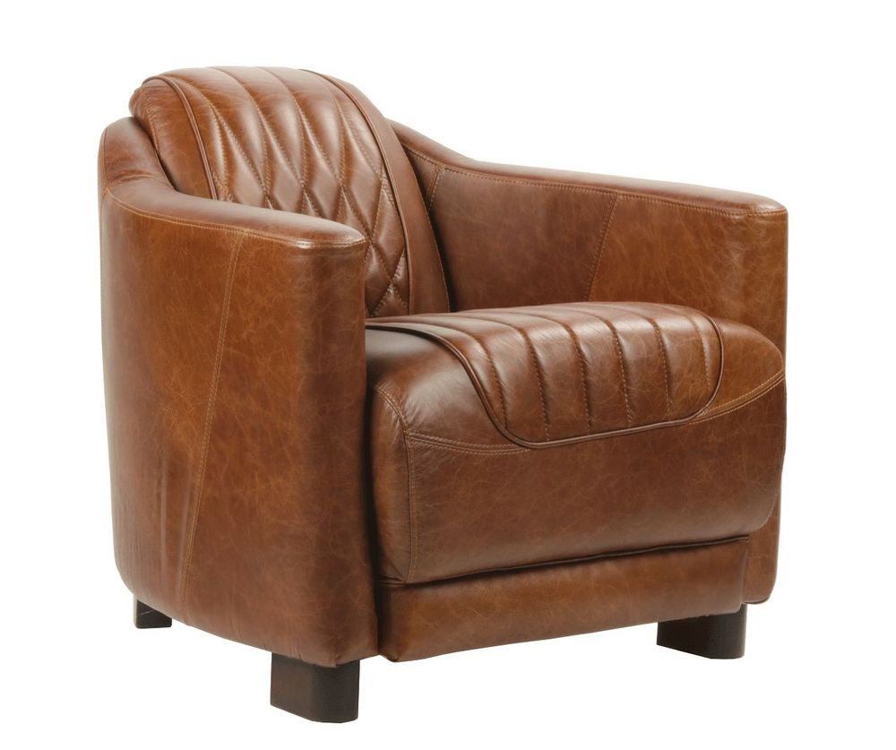 Armchairs - The Prestigious Armchair in Vintage Leather - Comfort and Retro Style - JP2B DECORATION