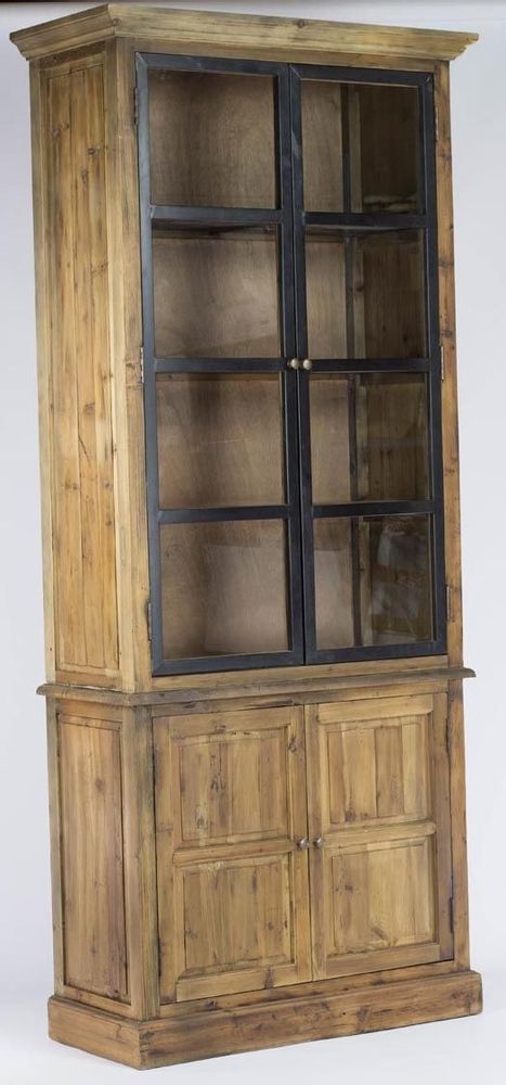 Bibliothèques - Buffet en bois et métal, 4 portes, design industriel, 230 cm - JP2B DECORATION