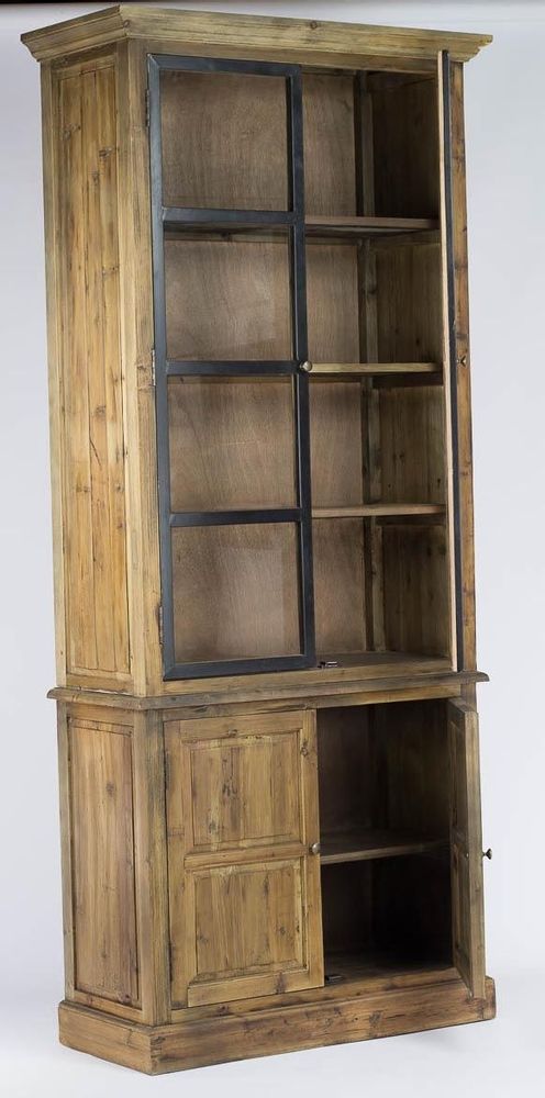 Bibliothèques - Buffet en bois et métal, 4 portes, design industriel, 230 cm - JP2B DECORATION