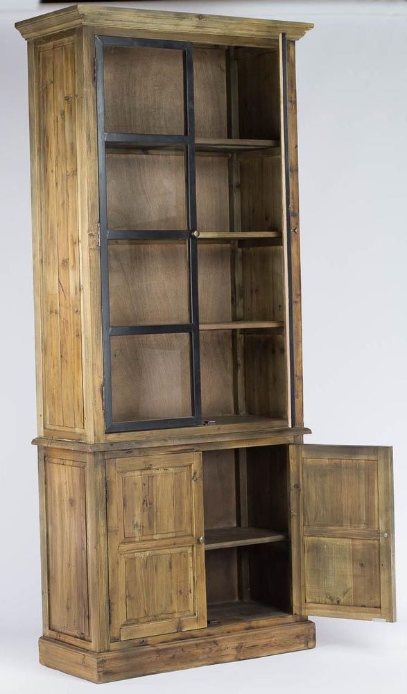 Bibliothèques - Buffet en bois et métal, 4 portes, design industriel, 230 cm - JP2B DECORATION