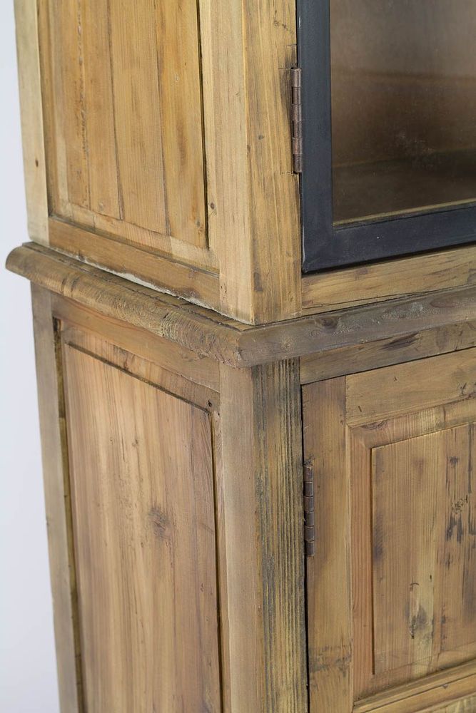 Bibliothèques - Buffet en bois et métal, 4 portes, design industriel, 230 cm - JP2B DECORATION