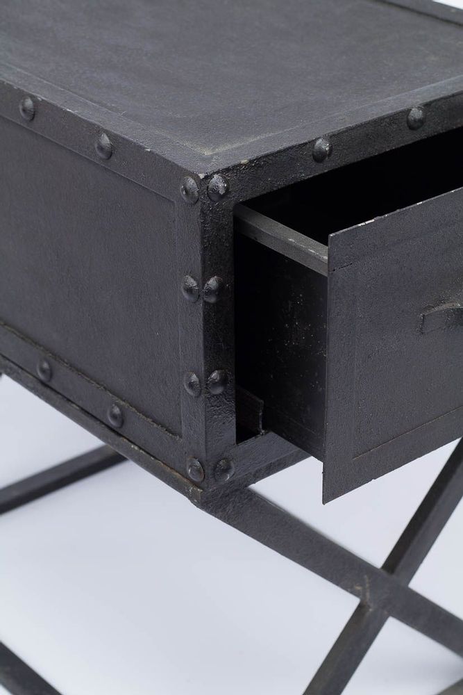 Other tables - Industrial side table, hammered black metal, 60 cm - JP2B DECORATION