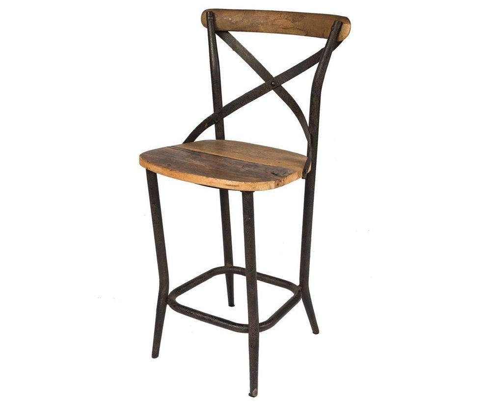 Chairs - Bar stool II, wood and metal, industrial design - JP2B DECORATION