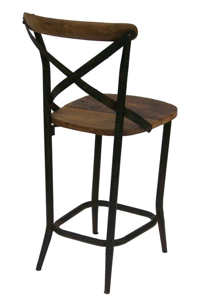 Chairs - Bar stool II, wood and metal, industrial design - JP2B DECORATION