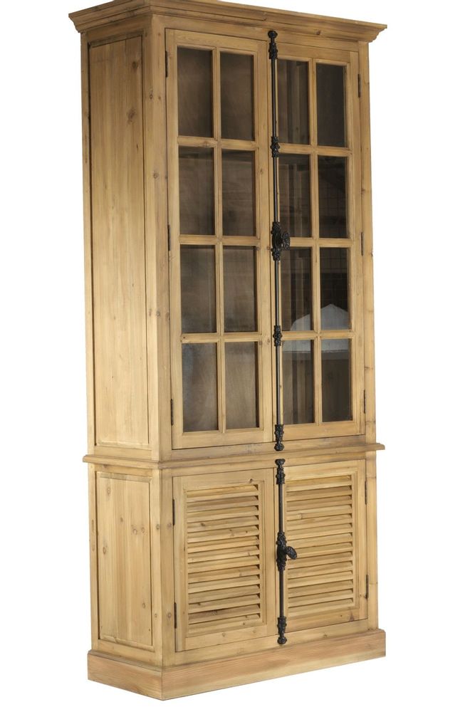 Bibliothèques - Vitrine en bois recyclé, 223 cm, 4 étagères, style industriel vintage - JP2B DECORATION