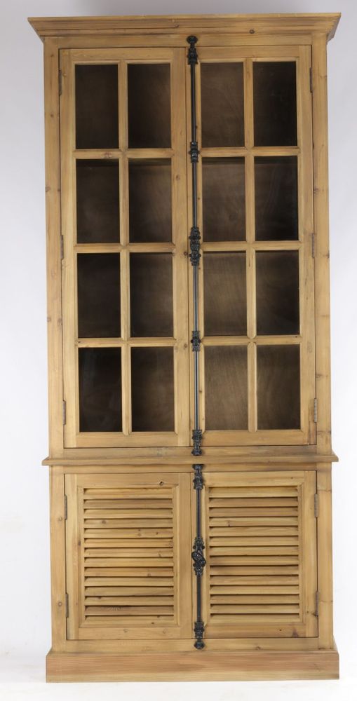 Bibliothèques - Vitrine en bois recyclé, 223 cm, 4 étagères, style industriel vintage - JP2B DECORATION