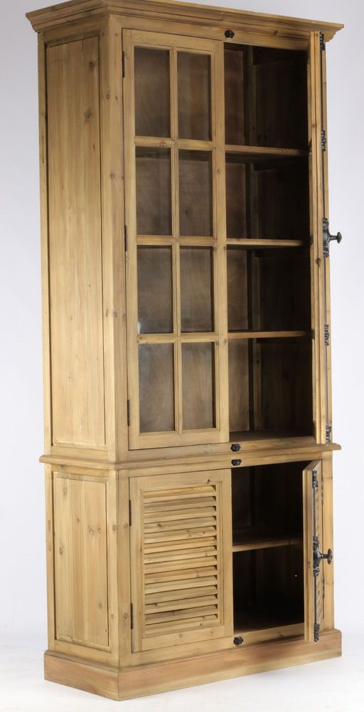 Bibliothèques - Vitrine en bois recyclé, 223 cm, 4 étagères, style industriel vintage - JP2B DECORATION