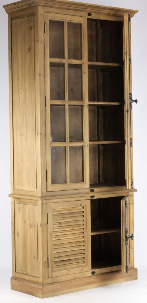 Bibliothèques - Vitrine en bois recyclé, 223 cm, 4 étagères, style industriel vintage - JP2B DECORATION