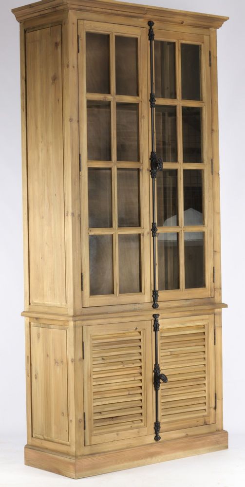 Bibliothèques - Vitrine en bois recyclé, 223 cm, 4 étagères, style industriel vintage - JP2B DECORATION