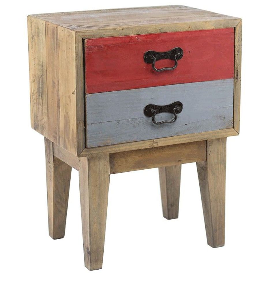 Other tables - Side table in recycled wood, 57 cm, multicolored, vintage style - JP2B DECORATION