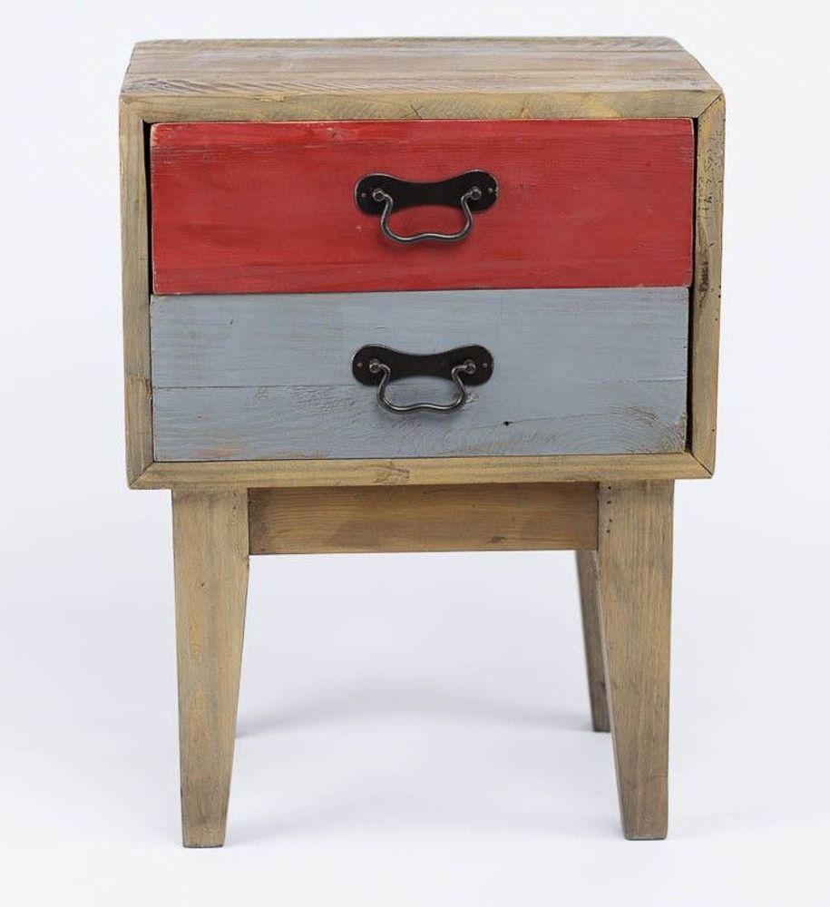 Other tables - Side table in recycled wood, 57 cm, multicolored, vintage style - JP2B DECORATION