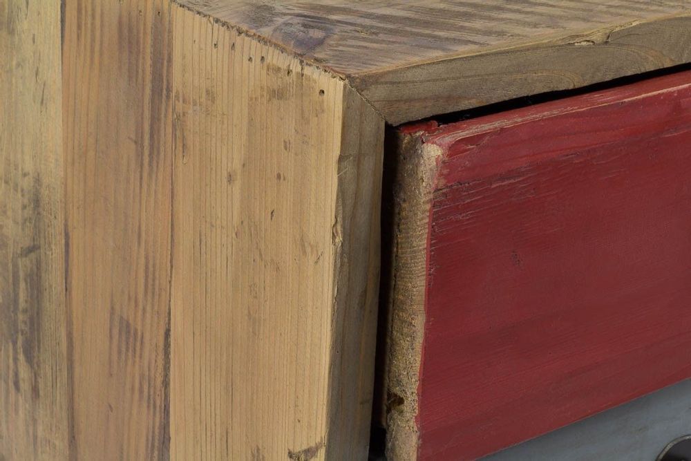 Other tables - Side table in recycled wood, 57 cm, multicolored, vintage style - JP2B DECORATION