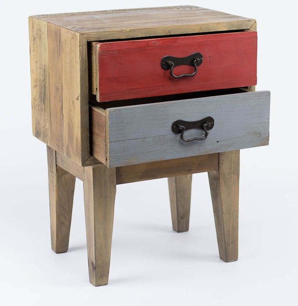 Other tables - Side table in recycled wood, 57 cm, multicolored, vintage style - JP2B DECORATION