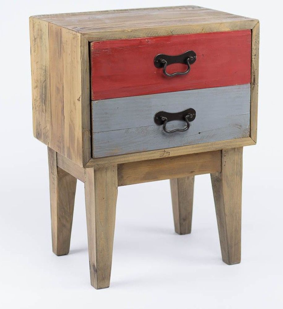 Other tables - Side table in recycled wood, 57 cm, multicolored, vintage style - JP2B DECORATION