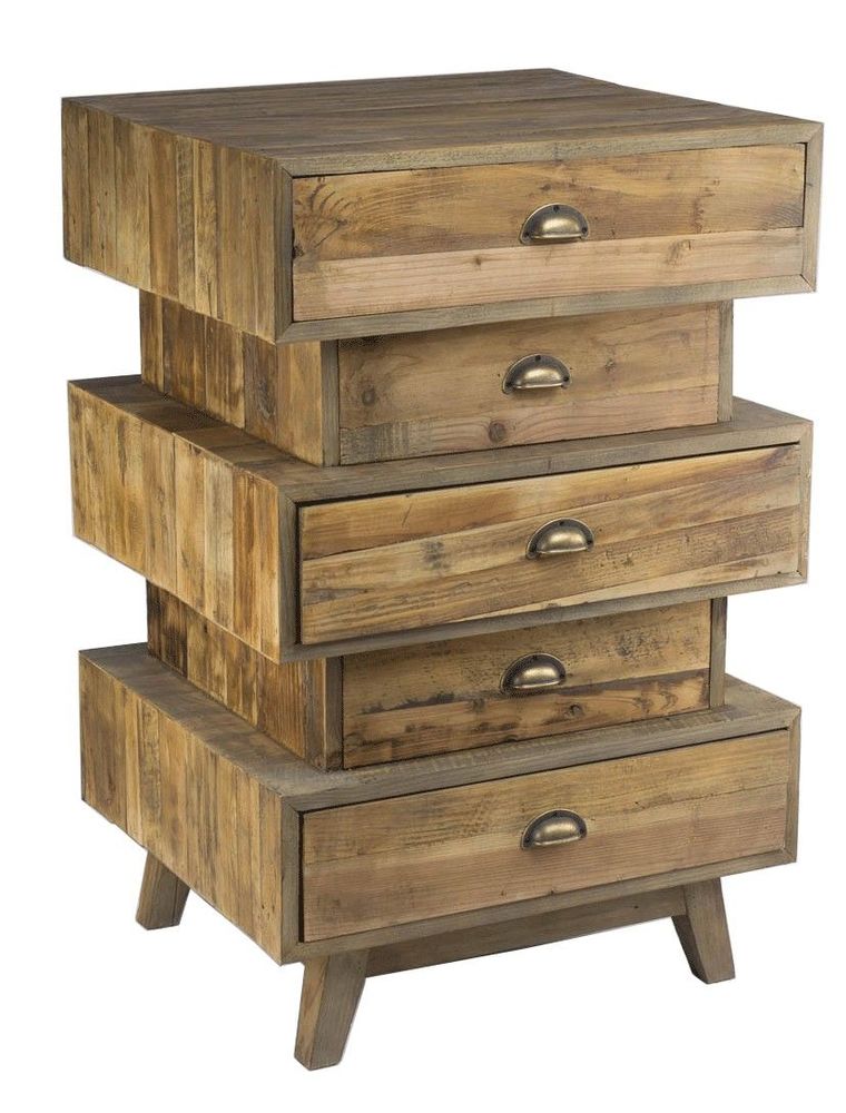 Chests of drawers - Support furniture in recycled wood, 100 cm, vintage industrial style - JP2B DECORATION