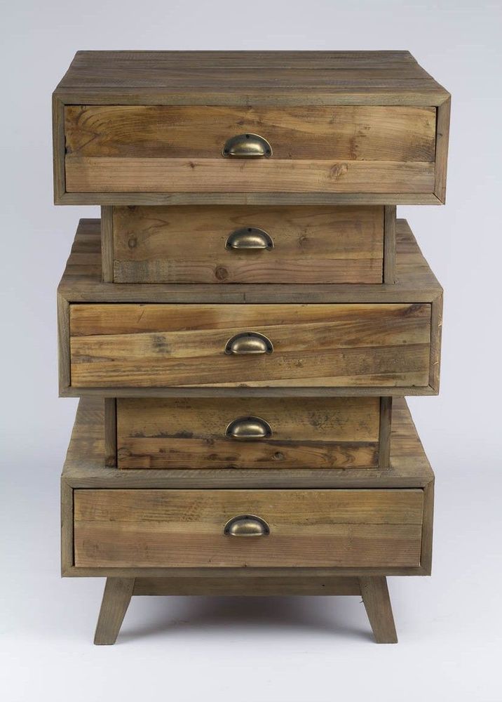 Chests of drawers - Support furniture in recycled wood, 100 cm, vintage industrial style - JP2B DECORATION