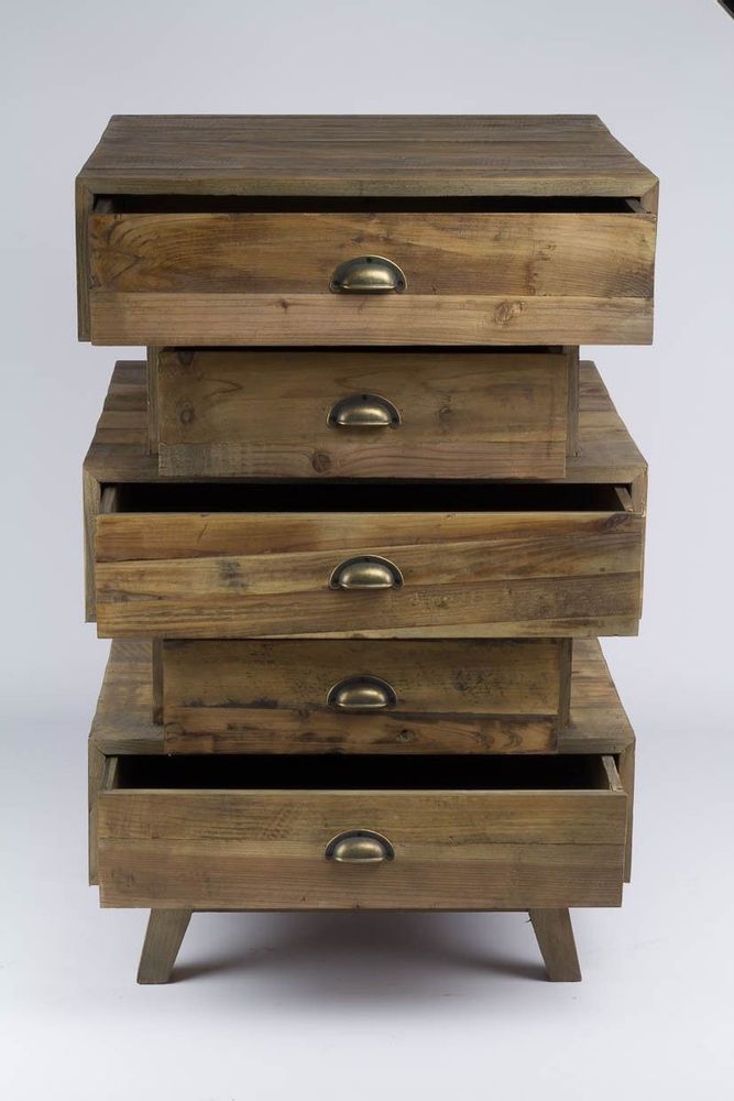Chests of drawers - Support furniture in recycled wood, 100 cm, vintage industrial style - JP2B DECORATION