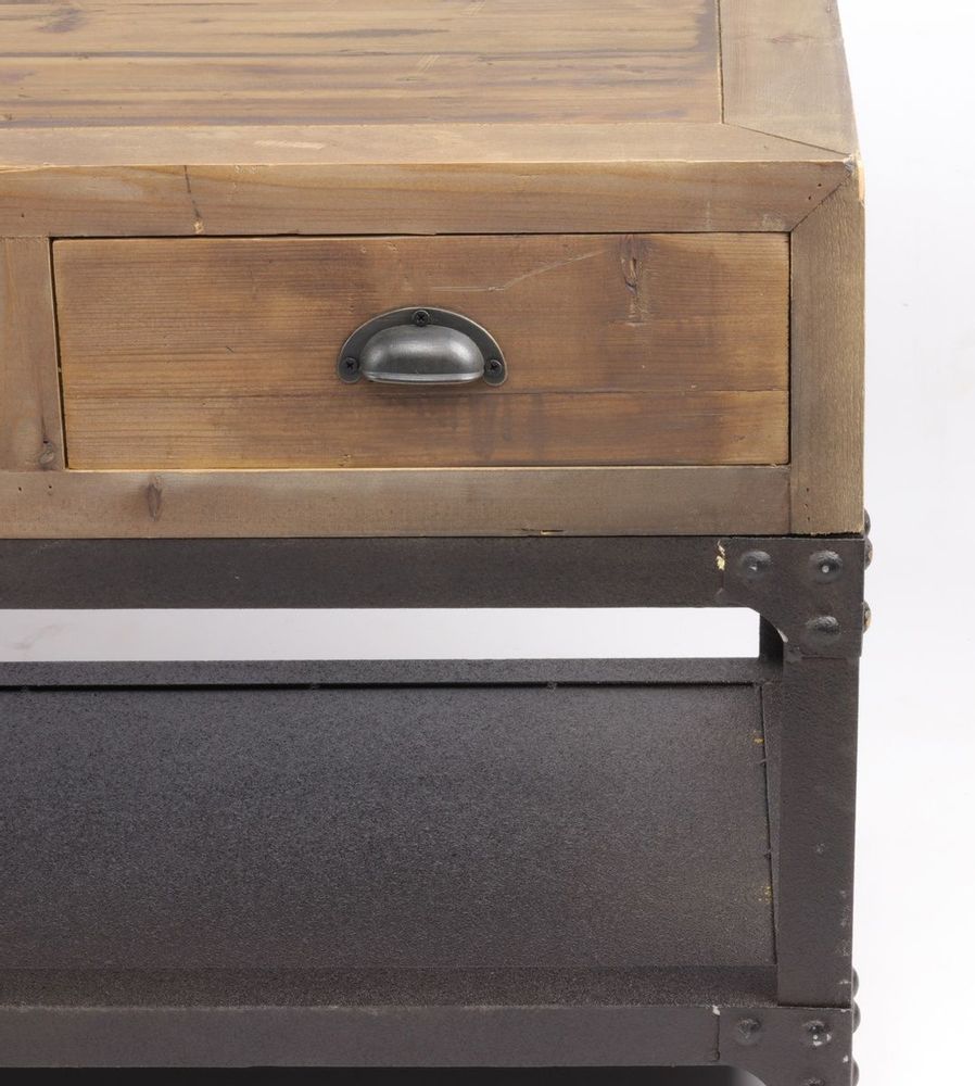 Buffets - Meuble TV industriel en métal et bois recyclé, 160 cm, 4 tiroirs - JP2B DECORATION