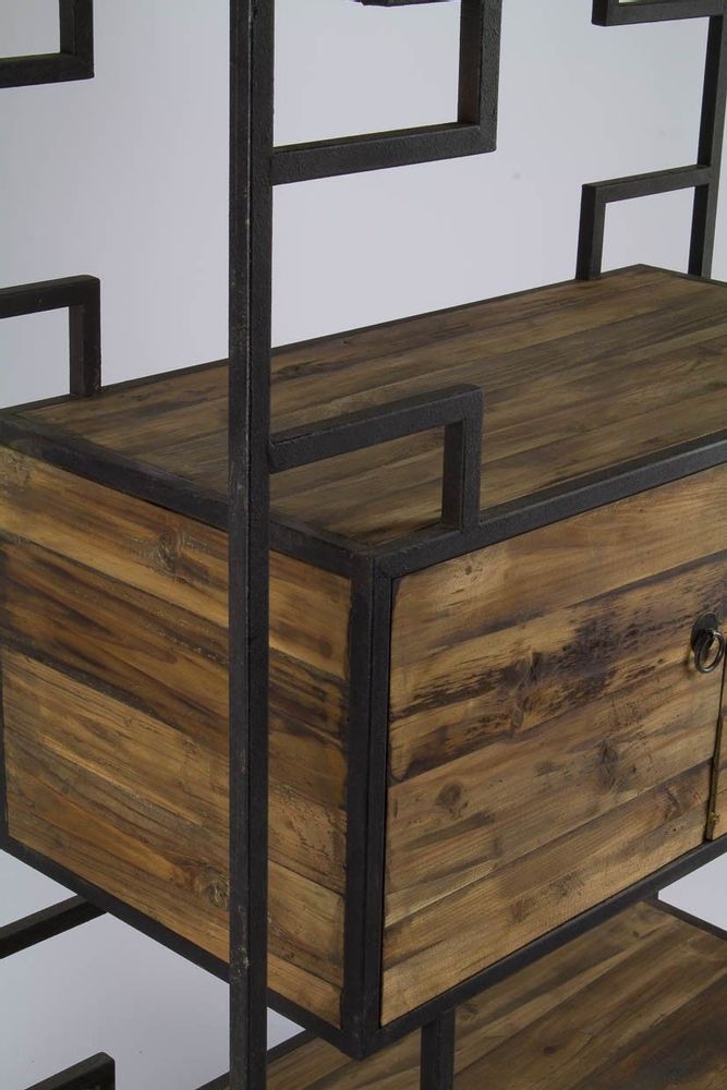 Etagères - Étagère en métal et bois recyclé, 215 cm, style industriel vintage - JP2B DECORATION