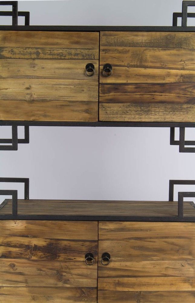 Etagères - Étagère en métal et bois recyclé, 215 cm, style industriel vintage - JP2B DECORATION