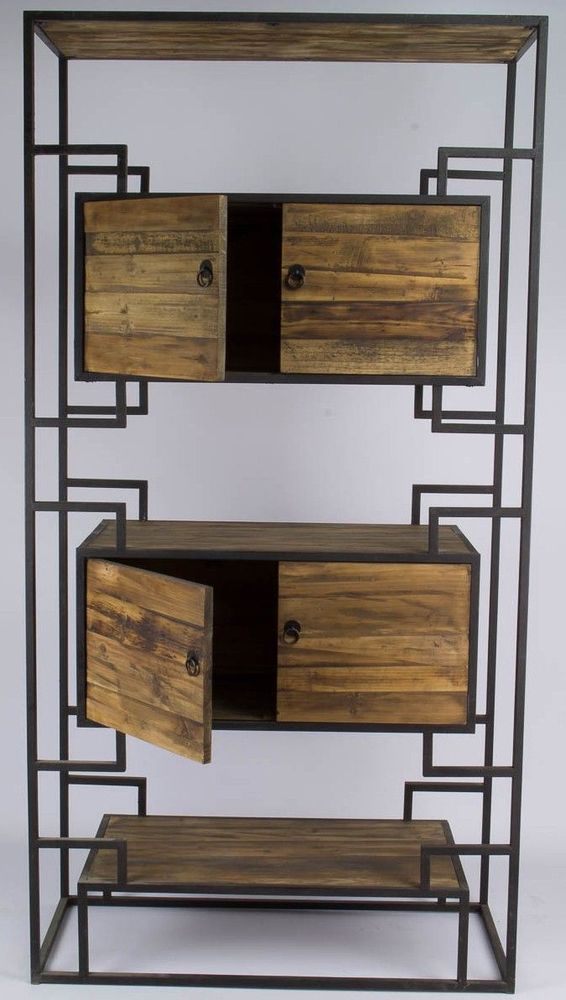 Etagères - Étagère en métal et bois recyclé, 215 cm, style industriel vintage - JP2B DECORATION