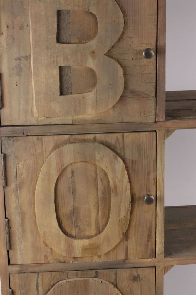 Bookshelves - BOOK Shelf in Recycled Elm Wood, 180 cm, 4 Shelves - JP2B DECORATION