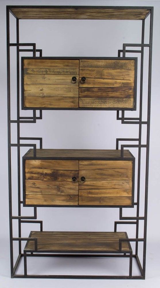 Etagères - Étagère en métal et bois recyclé, 215 cm, style industriel vintage - JP2B DECORATION
