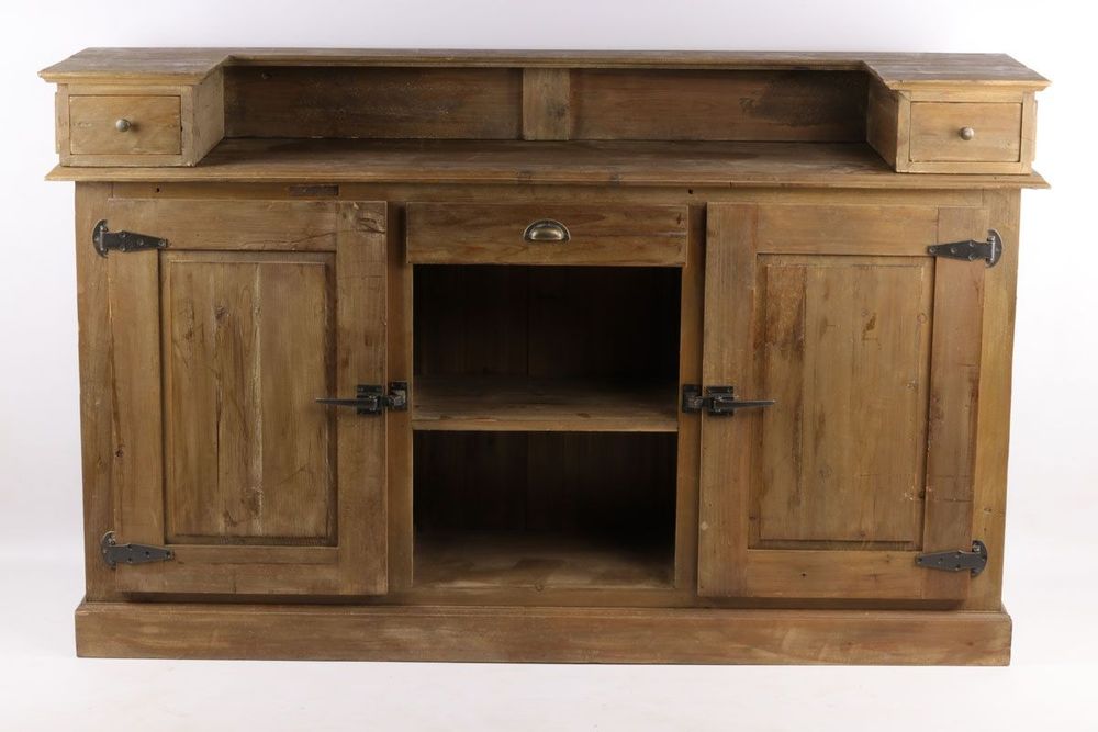 Buffets - Comptoir en bois recyclé, 180 cm, 3 tiroirs, style industriel vintage - JP2B DECORATION