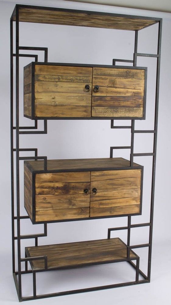 Etagères - Étagère en métal et bois recyclé, 215 cm, style industriel vintage - JP2B DECORATION