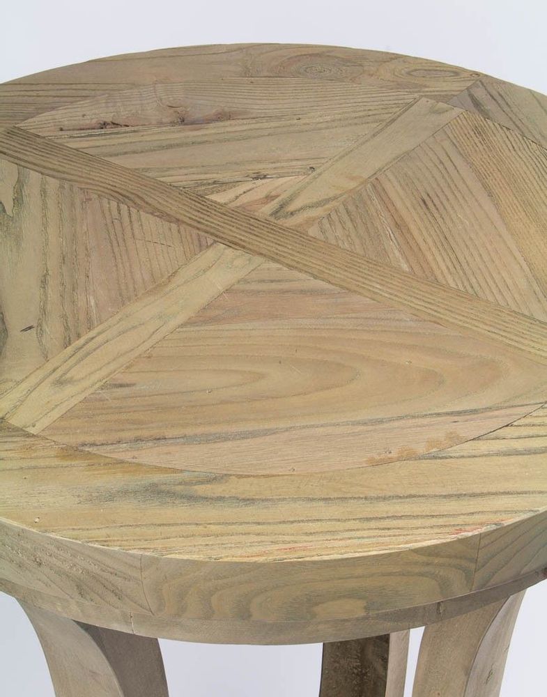 Dining Tables - Elm wood pedestal table, 78 cm, vintage natural style - JP2B DECORATION