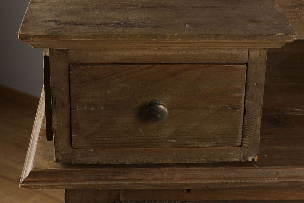 Buffets - Comptoir en bois recyclé, 180 cm, 3 tiroirs, style industriel vintage - JP2B DECORATION