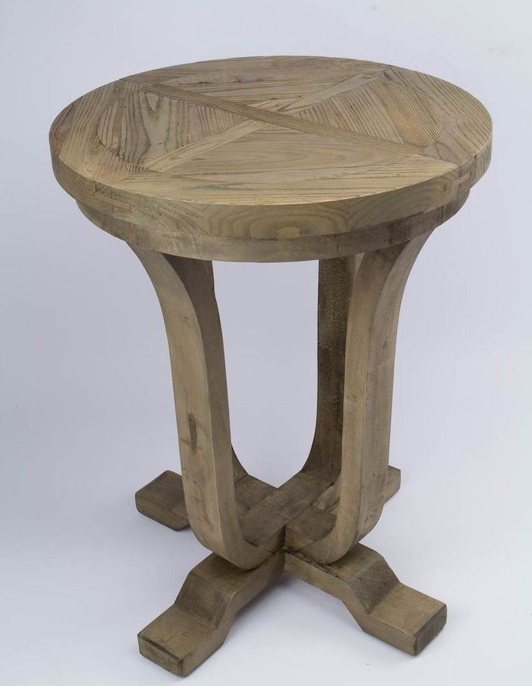 Dining Tables - Elm wood pedestal table, 78 cm, vintage natural style - JP2B DECORATION