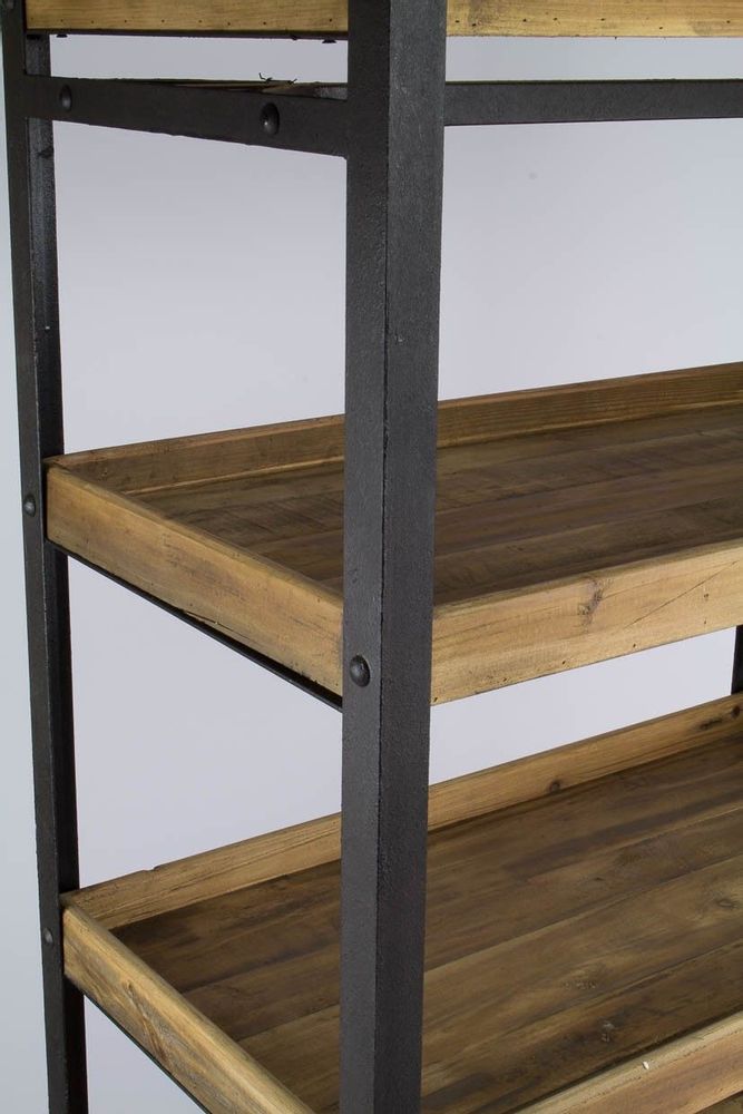 Sideboards - Industrial vintage cart in metal and recycled wood, 170 cm - JP2B DECORATION