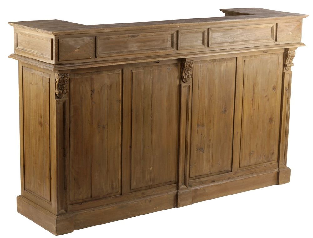 Buffets - Comptoir en bois recyclé, 180 cm, 3 tiroirs, style industriel vintage - JP2B DECORATION