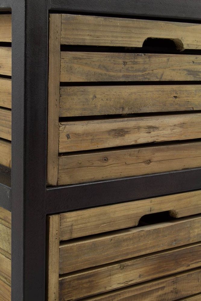 Sideboards - Industrial sideboard in metal and recycled wood, 170 cm, vintage style - JP2B DECORATION