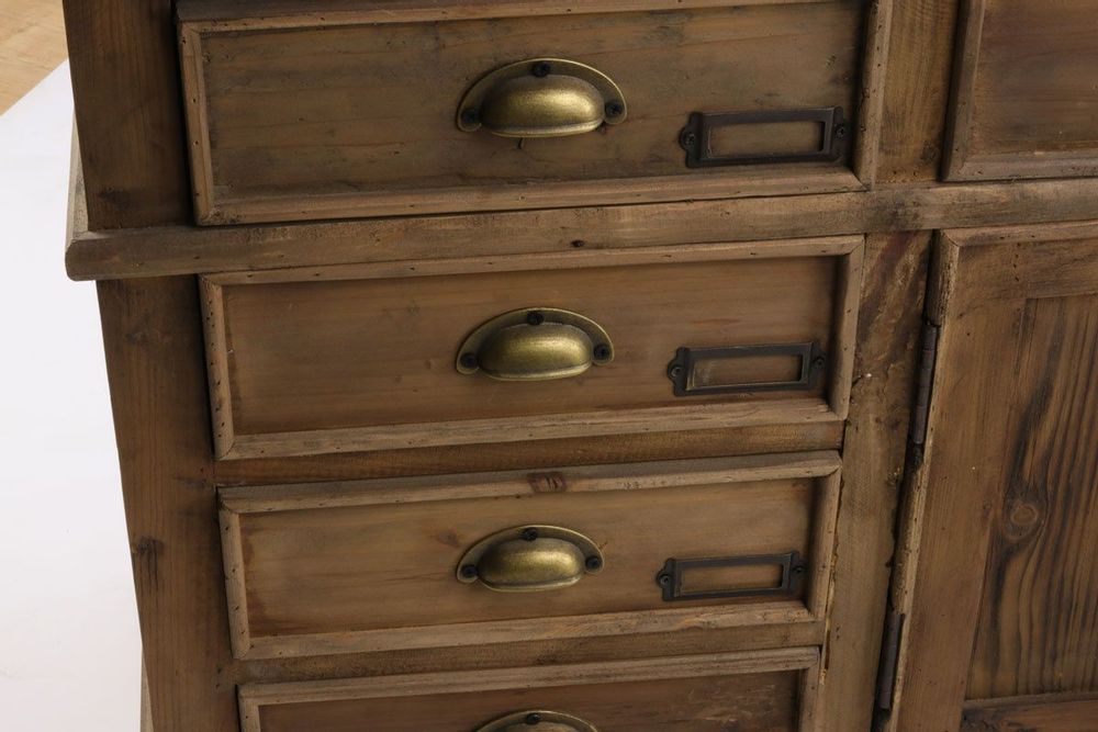 Buffets - Enfilade de métier en bois recyclé, 160 cm, 10 tiroirs, style vintage industriel - JP2B DECORATION
