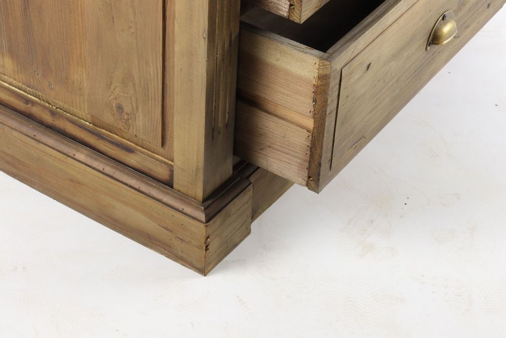 Bookshelves - Industrial display cabinet in recycled wood and metal, 240 cm, 4 shelves and 2 drawers - JP2B DECORATION