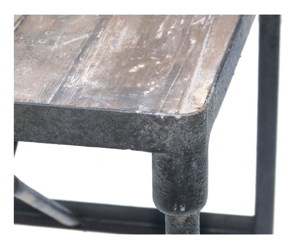 Other tables - Industrial side table, black metal and wood, 62 cm - JP2B DECORATION