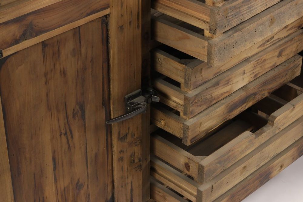 Sideboards - Industrial sideboard in recycled wood, 160 cm, 3 drawers, vintage style - JP2B DECORATION
