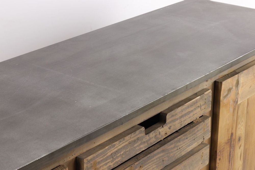 Sideboards - Industrial sideboard in recycled wood, 160 cm, 3 drawers, vintage style - JP2B DECORATION