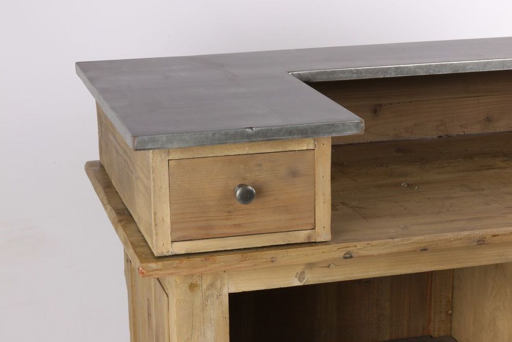 Sideboards - Industrial counter in recycled wood, 120 cm, 2 drawers and 3 shelves - JP2B DECORATION