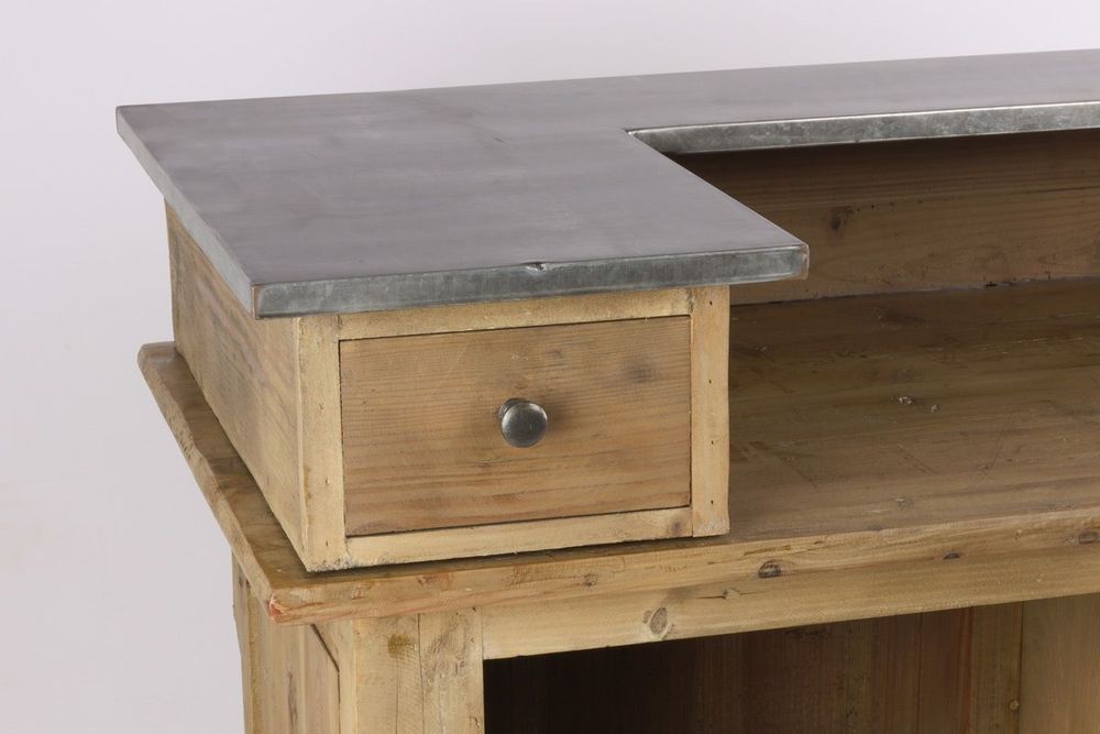 Sideboards - Industrial counter in recycled wood, 120 cm, 2 drawers and 3 shelves - JP2B DECORATION