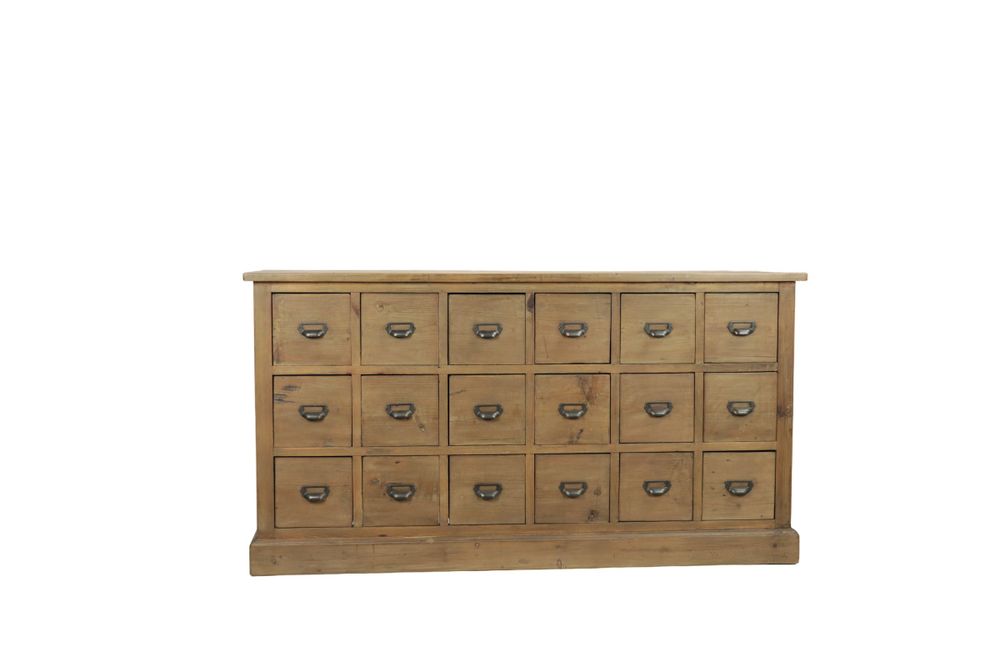 Sideboards - Vintage industrial trade sideboard in recycled wood, 160 cm, 9 drawers - JP2B DECORATION