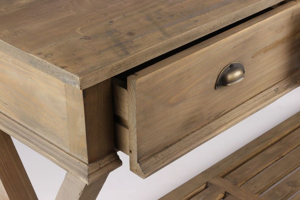 Consoles - Console en bois recyclé, 170 cm, 3 tiroirs, style industriel vintage - JP2B DECORATION