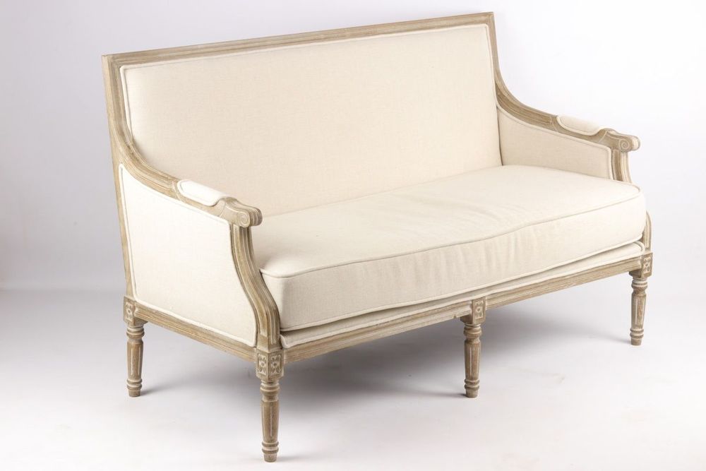 Sofas - Louis XVI-style sofa, 3 seats, elm wood and cushion seating - JP2B DECORATION