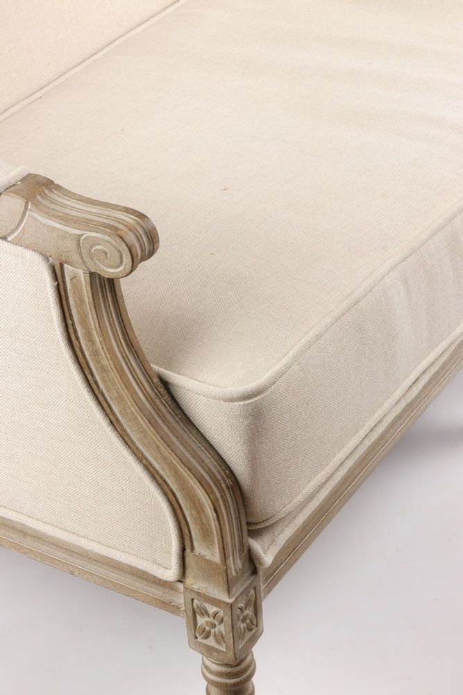 Sofas - Louis XVI-style sofa, 3 seats, elm wood and cushion seating - JP2B DECORATION