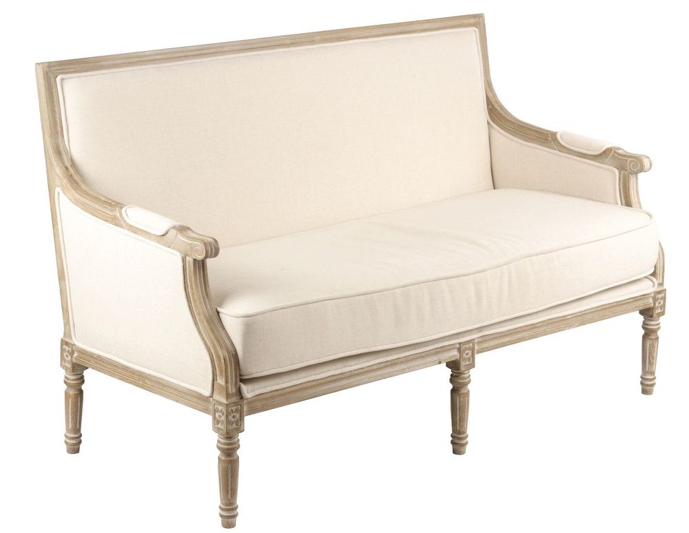 Sofas - Louis XVI-style sofa, 3 seats, elm wood and cushion seating - JP2B DECORATION