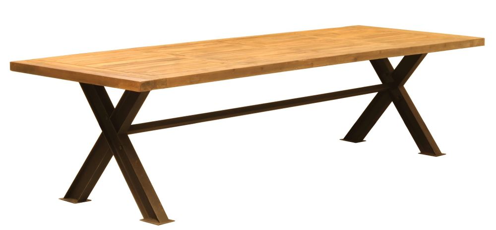 Tables Salle à Manger - Table de repas industrielle en métal et bois recyclé, 300 cm, à assembler - JP2B DECORATION